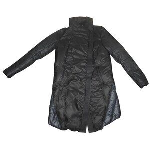 Helmut Lang Black Long Length Full Zip Puffer Down Coat Jacket Size Medium